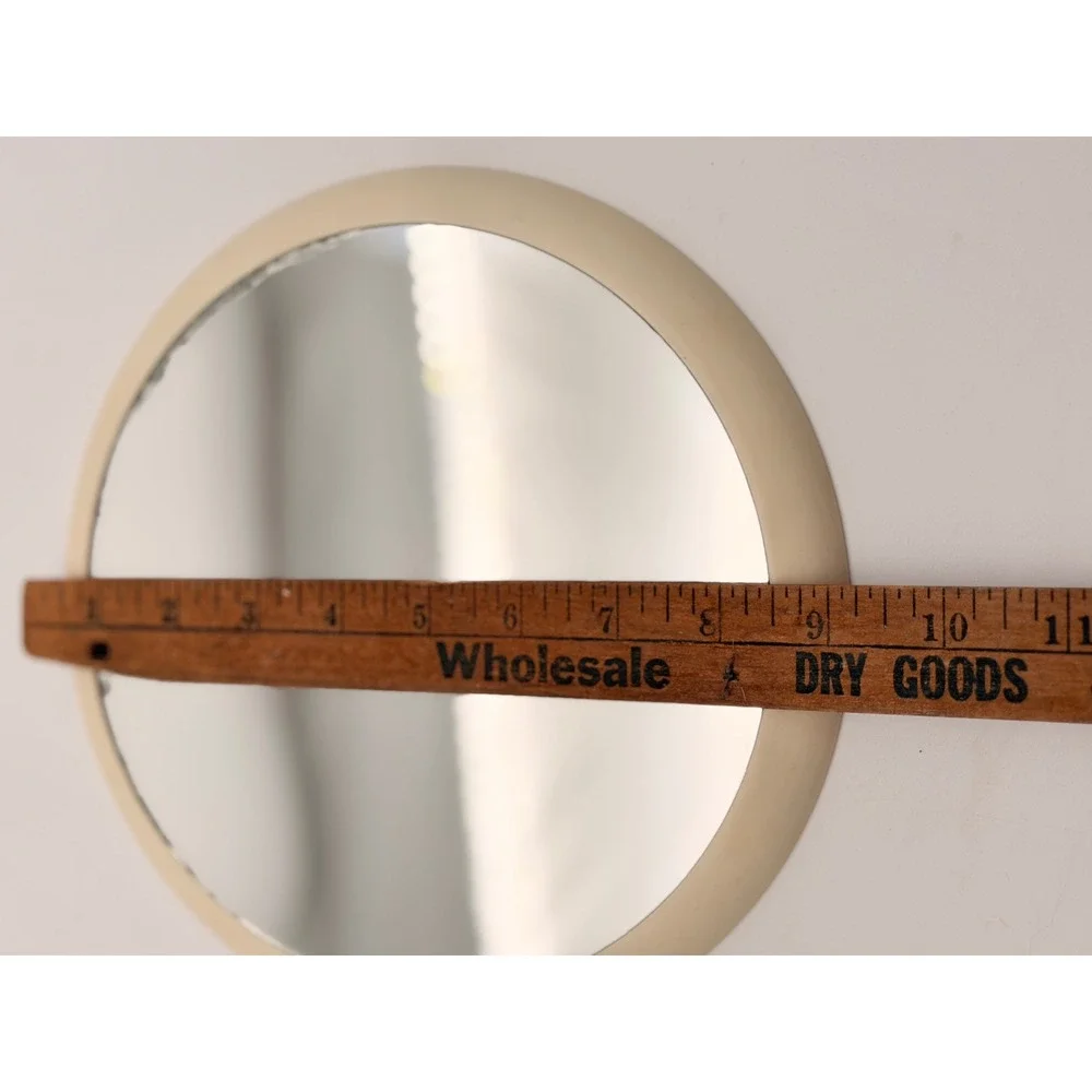 Estee Lauder Vintage Cream Round Tabletop Vanity Mirror Foldable Kickstand Base